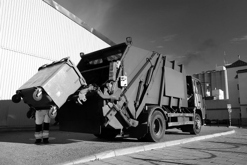 Professional team removing construction waste