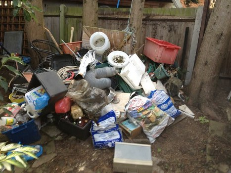 Recycling and donation bins during house clearance
